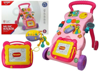 Antepremergator multifunctional pentru bebe cu centru de activitati roz LeanToys 5995 