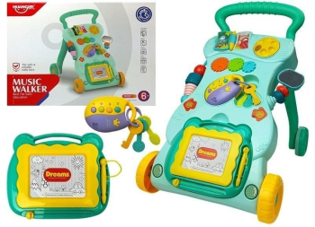 Antepremergator multifunctional pentru bebe cu centru de activitati turcoaz LeanToys 5996 
