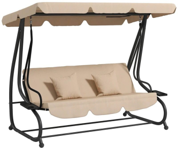 Balansoar gradina 3 locuri maro deschis 200x120x164 cm functie pat max 340 kg Tripoli 