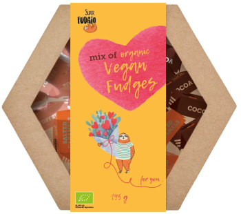 Cutie cadou cu caramele asortate bio 195g Super Fudgio