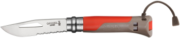 Cutit de buzunar cu fluier N° 08 inox 8 5 cm & Outdoor& Red - Opinel 