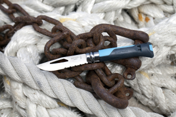 Cutit de buzunar cu fluier N° 08 inox 8 5 cm & Outdoor& Soft Blue - Opinel 