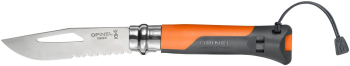 Cutit de buzunar cu fluier N° 08 inox 8 5 cm & Outdoor& Soft Orange - Opinel 