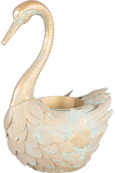 Decoratiune gradina MagicHome metalica gasca cu ghiveci pentru flori auriu 37x19x43 cm 