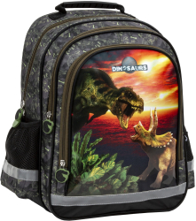 Ghiozdan ergonomic de baieti pentru scoala Derform 3 compartimente model Dinozauri PL15BDN18 
