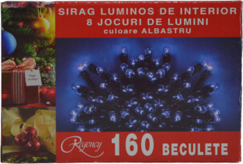 Instalatie de Craciun sirag luminos cu 8 jocuri de lumini 160 de beculete albastre 8 m 