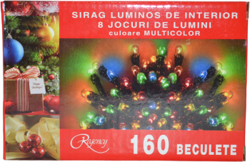 Instalatie de Craciun sirag luminos cu 8 jocuri de lumini 160 de beculete multicolore 8 m 
