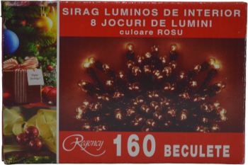 Instalatie de Craciun sirag luminos cu 8 jocuri de lumini 160 de beculete rosii 8 m 