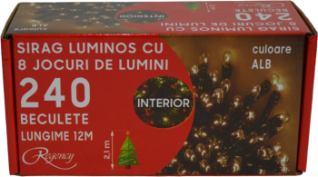 Instalatie de Craciun sirag luminos cu 8 jocuri de lumini 240 de LED-uri albe 12 m 