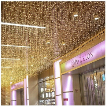 Instalatie de Craciun tip perdea franjurata cu lumina led alba 240 leduri 5M 9014W 
