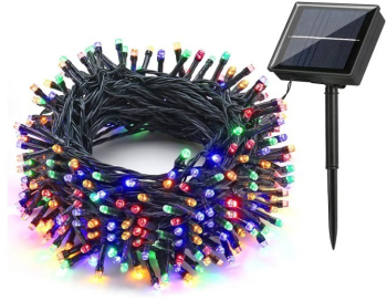 Instalatie de Craciun tip turturi cu lumina led multicolora franjuri cu incarcare solara 300 leduri 8X0.7M 6045M 