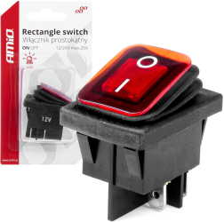 Intrerupator On/Off 12/24V dreptunghiular waterproof iluminat culoare Rosu destinatie auto utilitare Off-Road ATV SSV 