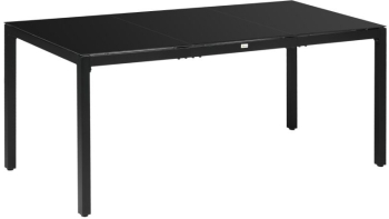 Masa gradina/terasa pentru exterior aluminiu blat sticla securizata negru 8 persoane 180x80x72 cm 