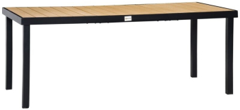 Masa gradina/terasa pentru exterior aluminiu plastic negru si natur 8 persoane 190x90x74 cm 