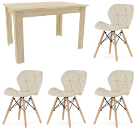Masa pentru sufragerie/living + 4 scaune Lago Artool lemn stejar sonoma 120x80x75 cm 