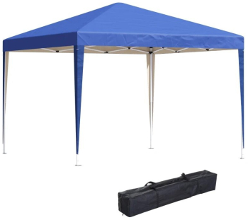 Pavilion pentru gradina/comercial cadru metalic material Oxford pliabil cu geanta si accesorii montare albastru 2.95x2.95x 