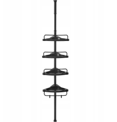 Raft pentru baie/dus de colt Artool reglabil otel si PP 4 rafturi negru 85-305 cm 
