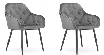 Set 2 scaune bucatarie/living Artool Forio catifea metal gri si negru 61x55.5x81 cm 