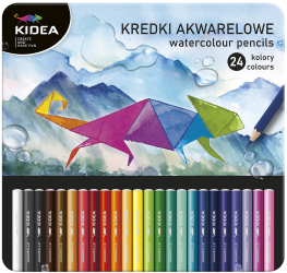 Set 24 creioane-acuarele in cutie metalica Kidea KAMP24KA 