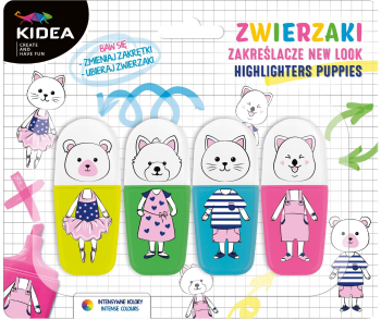 Set 4 evidentiatoare Kidea 4 culori Multicolor Animals ZZNLKA 