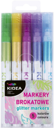 Set 5 markere cu sclipici Kidea Multicolor Glitter MBA5KKA 