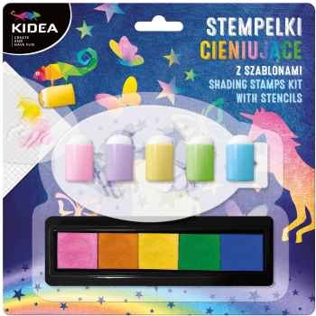 Set 5 stampile cu aplicatoare si sabloane KIDEA multicolor SCSKA 