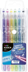 Set 6 pixuri cu gel si sclipici glitter Kidea DDB6KA 