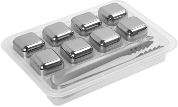 Set 8 cuburi pentru racirea bauturilor si cleste inox - Zokura 