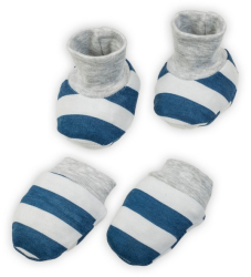 Set botosei + manusi 100 bumbac Nicol Alex 190083 Gri/Albastru 