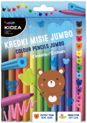 Set creioane colorate jumbo Derform Kidea 12 culori multicolor 12x110x185mm KMJ12KKA 