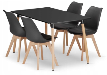 Set masa stil scandinav + 4 scaune Mark negru Artool MDF si lemn 120x80x75 cm 