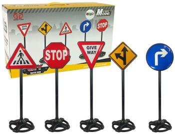 Set semne de circulatie de jucarie pentru copii 82 cm LeanToys 9402 