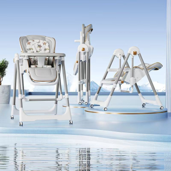 Foldable multifunctional baby dining chair-color light gray 