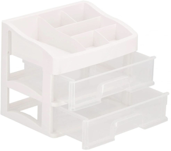 Organizator cosmetice plastic 3 niveluri 2 sertare alb 30x25x34 cm Springos