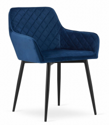 Scaun stil fotoliu bucatarie/living Artool Nola catifea metal bleumarin si negru 58x57x79 cm 