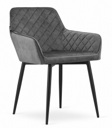 Scaun stil fotoliu bucatarie/living Artool Nola catifea metal gri si negru 58x57x79 cm 