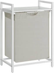 Dulap baie Artool placa raft MDF cadru otel cu compartiment rufe alb 50x33x72 cm 