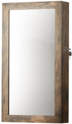Dulap de perete cu oglinda pentru bijuterii Artool MDF raft inferior maro rustic 37x10x67 cm 