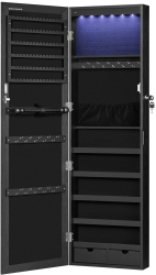 Dulap de perete cu oglinda pentru bijuterii Artool MDF raft inferior negru 37x10x120 cm 