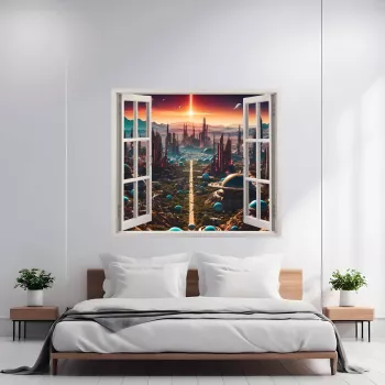 Folie imprimata color pentru decor perete locuinta dimensiune 125 x 110cm model VIEW TO HAVEN 02 