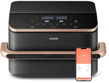 Friteuza dubla cu aer cald Cosori Dual Blaze TwinFry CAF-TF101S 10 L 6 programe 240 C Timer ThermoIQ Negru 
