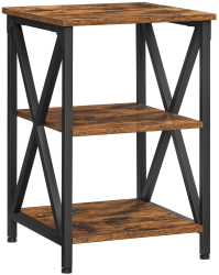 Noptiera/masa laterala Artool pal si metal cu 2 rafturi maro rustic si negru 40x40x60 cm 