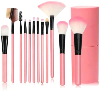 Set 12 pensule pentru machia cutie depozitare roz deschis 