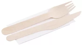 Tacamuri de unica folosinta ecologice lemn cutit furculita servetel   16 cm 