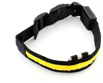 Zgarda iluminata cu LED pentru caine sau pisica culoare Galben AVX-AG232B 
