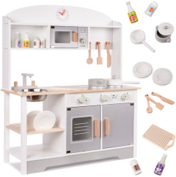 Bucatarie de jucarie din lemn pentru copii mdf accesorii incluse 82 x 68 x 25 5 cm 