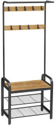Cuier cu 2 rafturi pentru incaltaminte Artool banca pal otel negru si natur 72x33.7x183 cm 