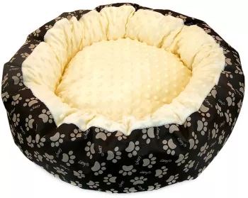 Culcus moale cu perna pentru caine/pisica Model Minky culoare galben impermeabil baza antiderapanta 50 cm 