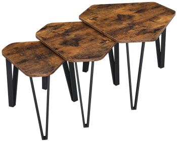 Masuta cafea Artool pal si otel maro rustic set 3 marimi 
