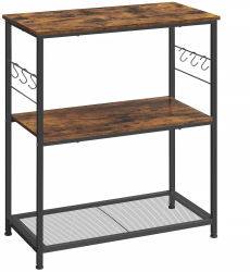 Raft pentru bucatarie Artool pal otel cu carlige 2 polite maro rustic si negru 80x40x90 cm 